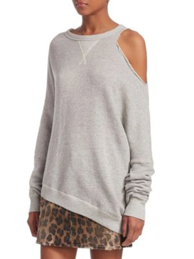 Shop R13 Distorted Cotton Sweatshirt In Heather Grey
