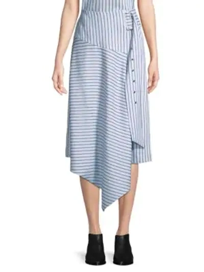 Shop Tibi Striped Asymmetrical Midi Skirt In Multi