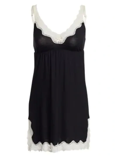 Shop Eberjey Lady Godiva Chemise In Black Off White