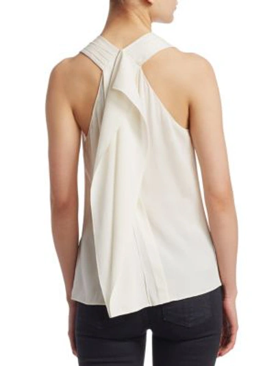 Shop Halston Heritage Sleeveless V-neck Drape Back Top In Chalk