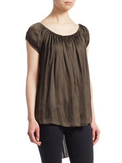 Shop Halston Heritage Ruched Cap Sleeve Top In Sage