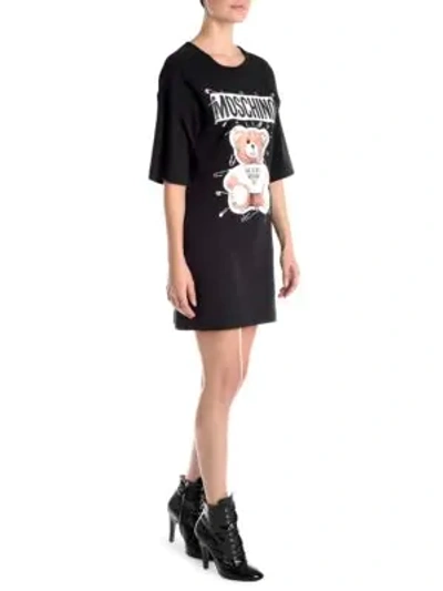 Shop Moschino Bear Logo T-shirt Dress In Black