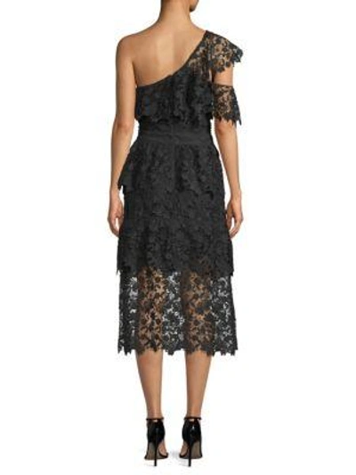 Joie Belisa Lace One shoulder Midi Dress In Caviar ModeSens