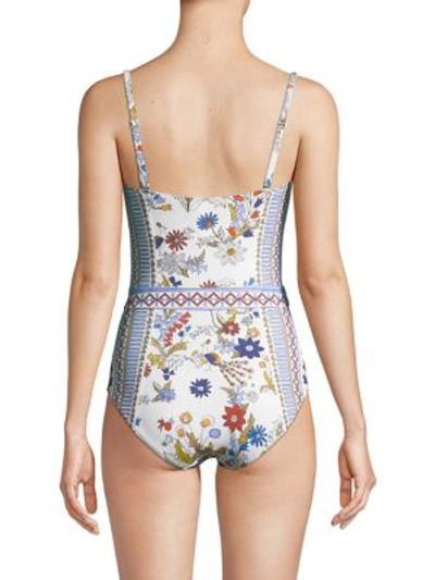 Shop Tory Burch Meadow Folly One-piece Floral Swimsuit In Ivory Meadow Folly