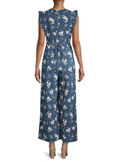 Shop Rebecca Taylor Emilia Silk Jumpsuit In Teal Multi