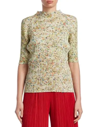 Shop Issey Miyake Speckle Mockneck Top In Yellow Red