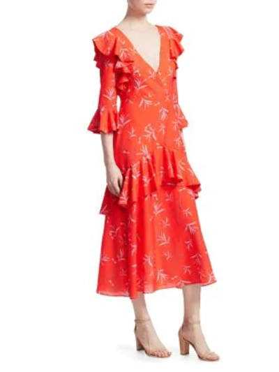 Shop Borgo De Nor Aiana Ruffle Midi Dress In Firefly Red