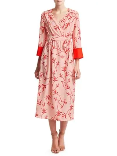 Shop Borgo De Nor Lorena Kimono Wrap Dress In Firefly Blush