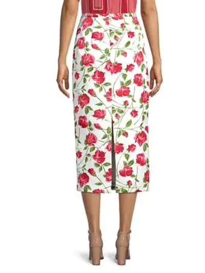 Shop Michael Kors Rose Print Pencil Skirt In Multi