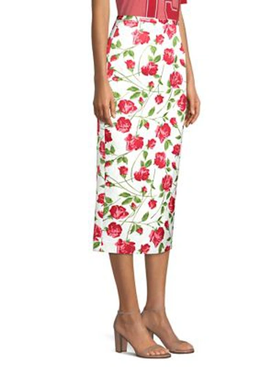 Shop Michael Kors Rose Print Pencil Skirt In Multi