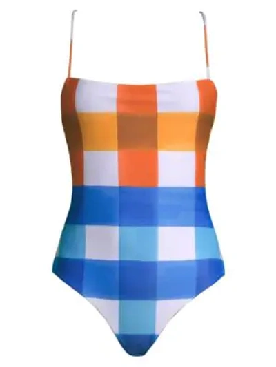 Shop Mara Hoffman One-piece Olympia Swimsuit In White Multi