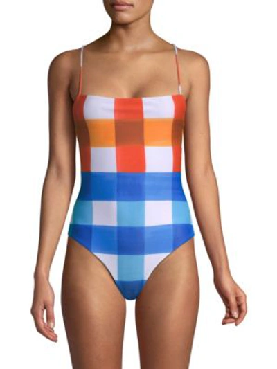 Shop Mara Hoffman One-piece Olympia Swimsuit In White Multi