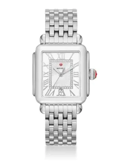 Shop Michele Watches Women's Deco Madison Diamond & Stainless Steel Bracelet Watch In Silver