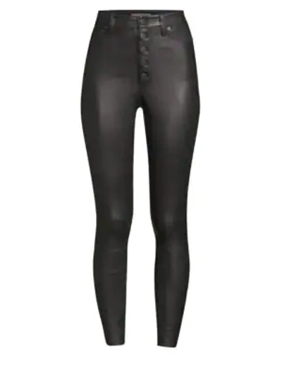Shop Alice And Olivia Mikah High-rise Leather Leggings In Black