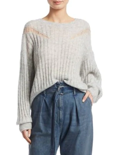 Shop Iro Opera Distressed Knit Pullover In Pearl Grey