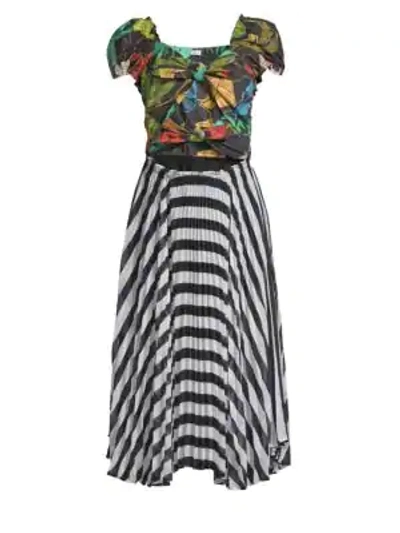 Shop Delfi Collective Katy Cut Out Tie Front Midi Dress In Multi