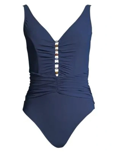 Shop Gottex Swim Murano V-neck Swimsuit In Petrol