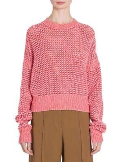 Shop Jil Sander Cashmere Net Stitch Pullover Sweater In Red