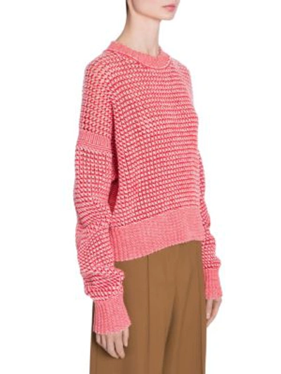 Shop Jil Sander Cashmere Net Stitch Pullover Sweater In Red