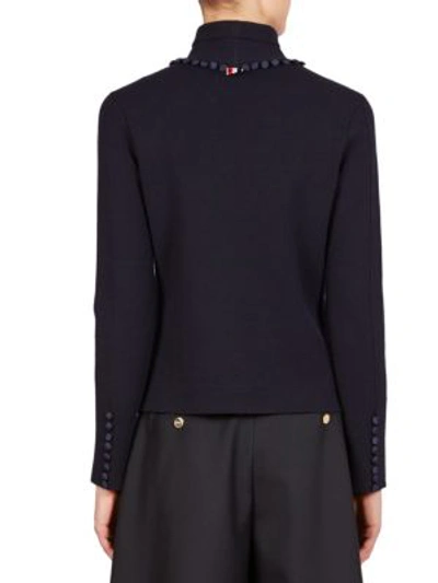 Shop Thom Browne Bridal Button Turtleneck Sweater In Navy