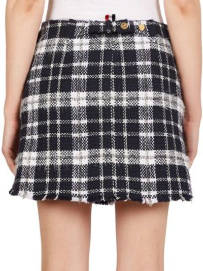 Shop Thom Browne Wool-blend Tweed Mini Skirt In Navy