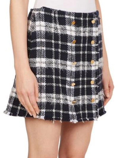 Shop Thom Browne Wool-blend Tweed Mini Skirt In Navy