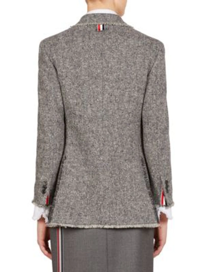 Shop Thom Browne Stripe Wide Lapel Wool Jacket In Grey
