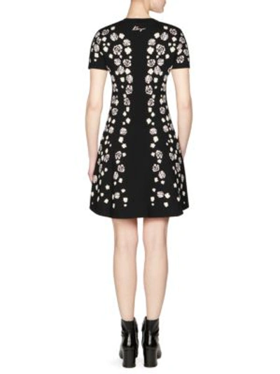 Shop Kenzo Floral Short-sleeve Fit-&-flare Dress In Black