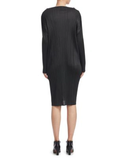 Shop Issey Miyake Monochrome Long Sleeve Dress In Black-white