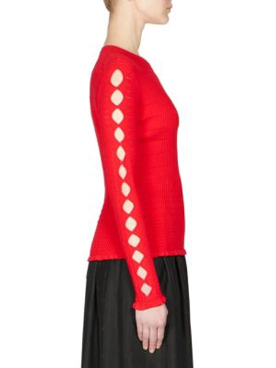 Shop Kenzo Knit Keyhole Pullover In Medium Red