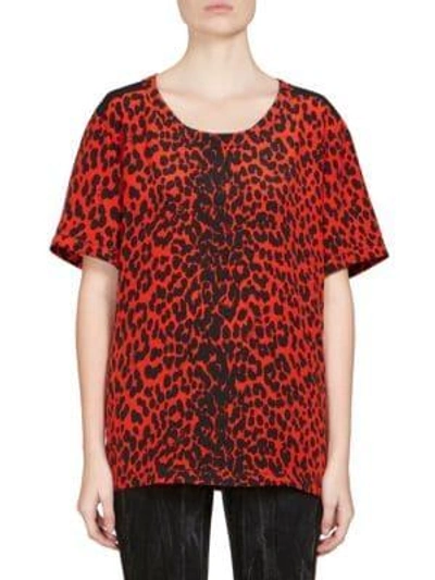 Shop Givenchy Silk Leopard Print Top In Black White