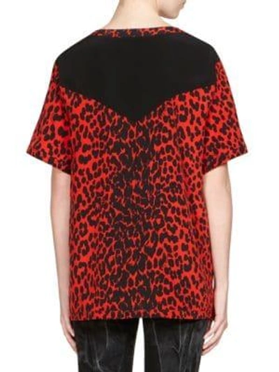 Shop Givenchy Silk Leopard Print Top In Black White
