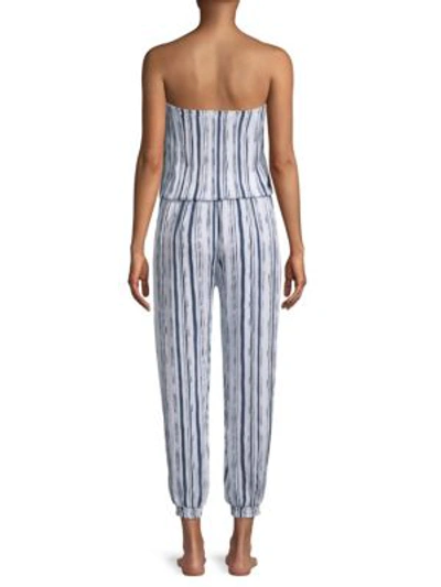 Shop Coolchange Brooke Striped Jumpsuit In White Navy