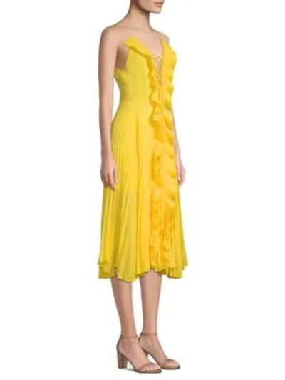 Shop Delfi Collective Gwen Pleated A-line Dress In Yellow