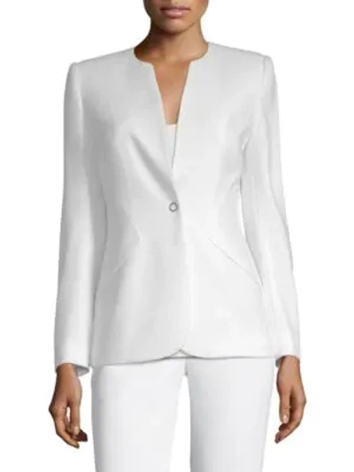Shop Elie Tahari Allegra Front-snap Jacket In Optic White
