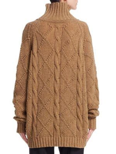Shop Jil Sander Wool High-neck Knit Sweater In Beige