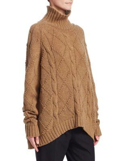 Shop Jil Sander Wool High-neck Knit Sweater In Beige