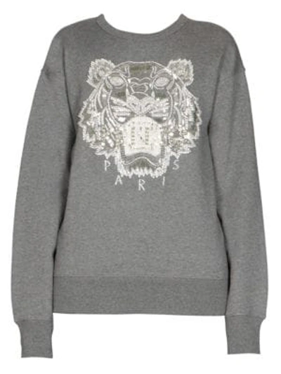 Shop Kenzo Beaded Tiger Sweatshirt In Dark Grey