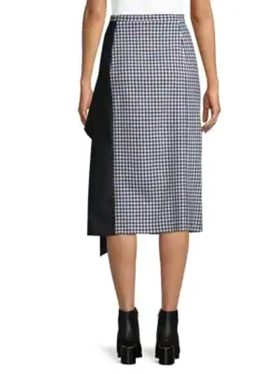 Shop Tibi Gingham Asymmetrical Pencil Skirt In Gingham Multi