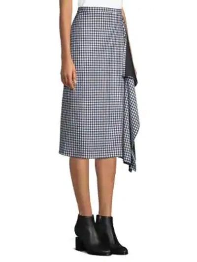 Shop Tibi Gingham Asymmetrical Pencil Skirt In Gingham Multi