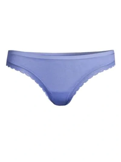 Shop On Gossamer Women's Solid Lace-trimmed Thongs In Deep Fuchsia