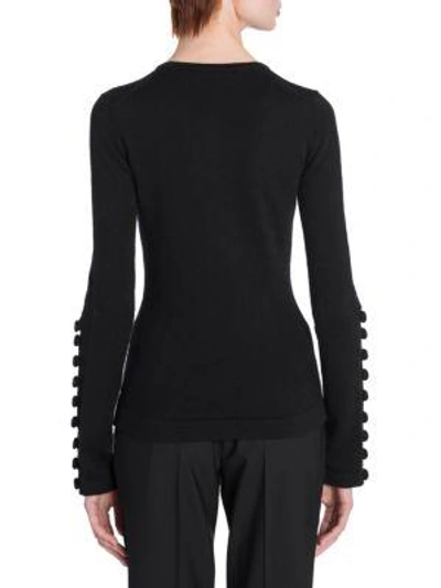Shop Jil Sander Wool Buttoned Knit Sweater In Black