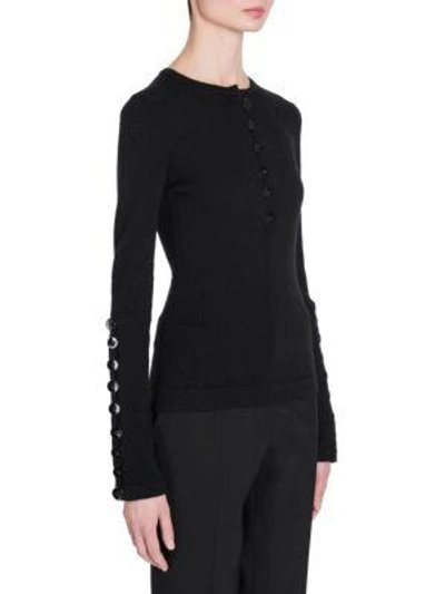 Shop Jil Sander Wool Buttoned Knit Sweater In Black