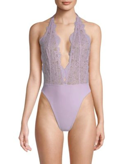 Shop Les Coquines Marilelle Lace Bodysuit In Lavender