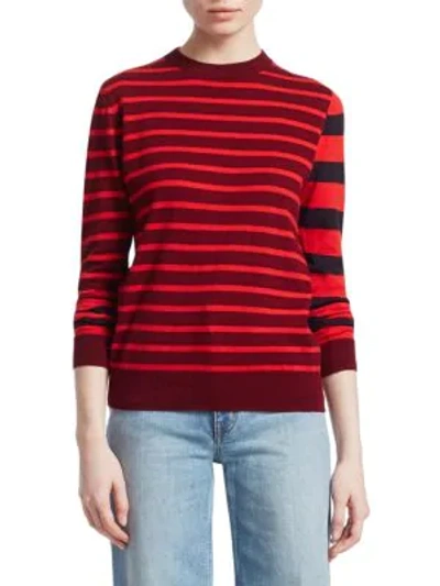 Shop Derek Lam 10 Crosby Striped Crewneck Sweater In Red Multi