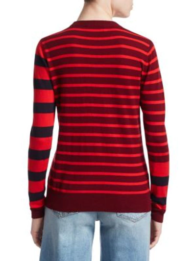 Shop Derek Lam 10 Crosby Striped Crewneck Sweater In Red Multi