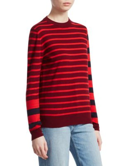 Shop Derek Lam 10 Crosby Striped Crewneck Sweater In Red Multi