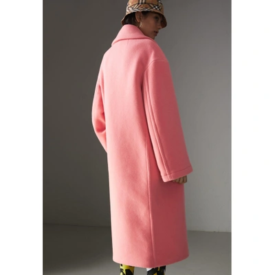 Shop Burberry Double-faced Wool Cashmere Oversized Coat In Bright Coral Pink
