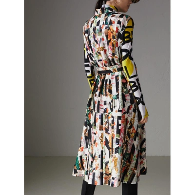 Shop Burberry Graffiti Archive Scarf Print Silk Shirt Dress In Multicolour