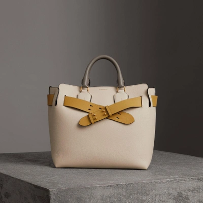 Shop Burberry The Medium Tri-tone Leather Belt Bag In Limestone/cornflower Yellow